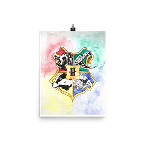Animal Crest Watercolor Poster