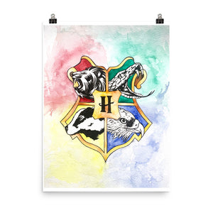 Animal Crest Watercolor Poster