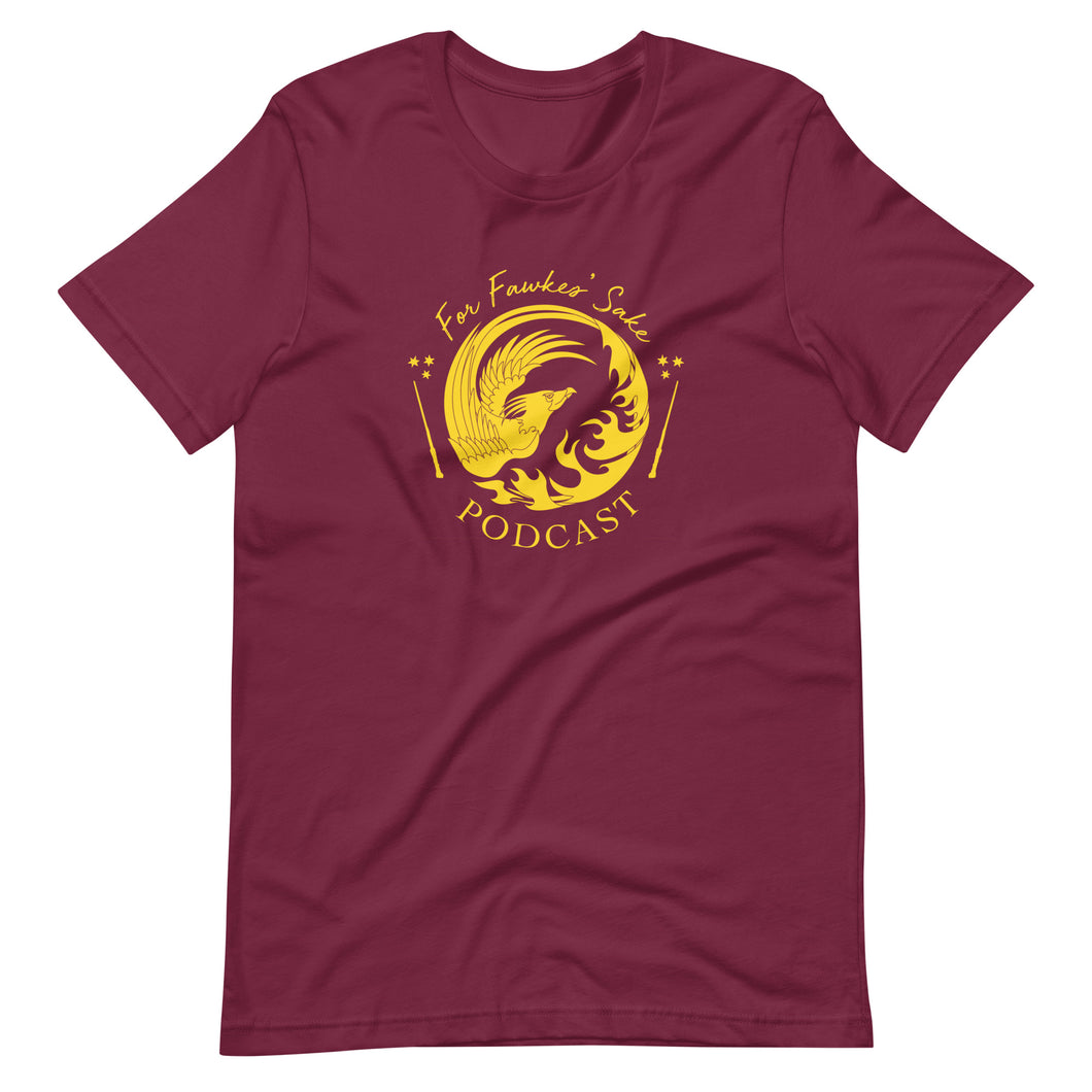 Maroon and Gold For Fawkes' Sake Podcast Unisex T-shirt
