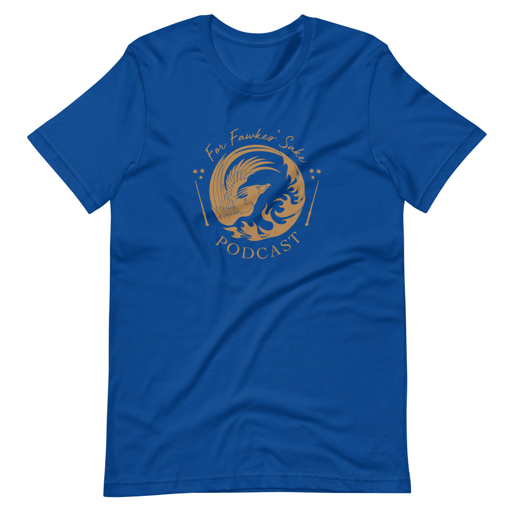 Blue and Bronze For Fawkes' Sake Podcast T-Shirt
