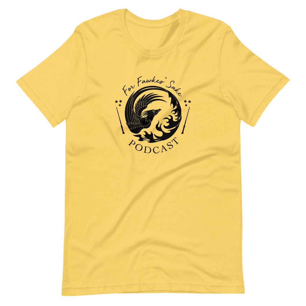 Yellow and Black For Fawkes' Sake Podcast T-Shirt